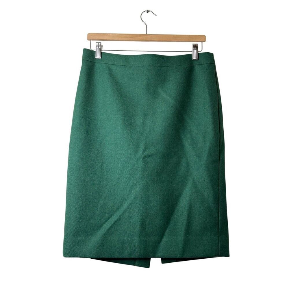 J. Crew No. 2 Pencil Skirt Sz 8 Double Serge 100% Wool Kelly Green Career Office